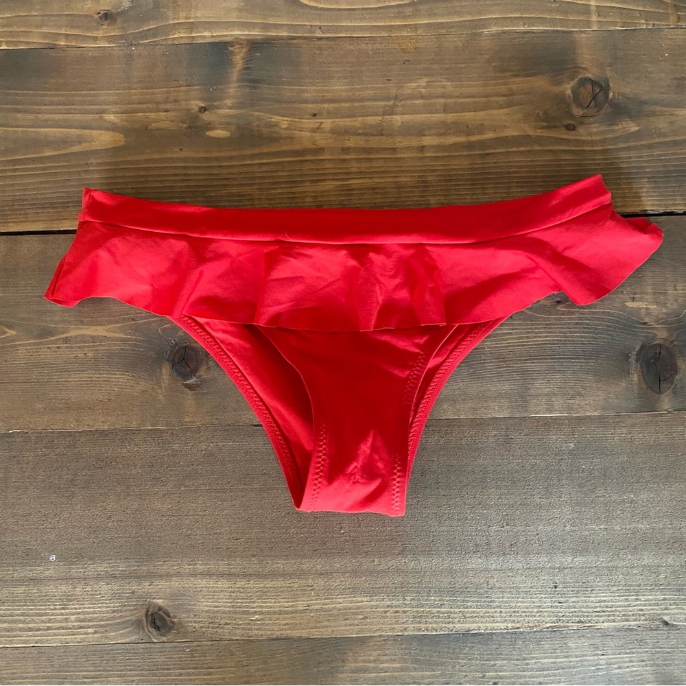 Zingara Red Ruffle Low Rise Bikini Bottoms - Picture 2 of 9